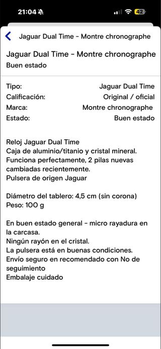 Reloj Jaguar Dual Time Negro
