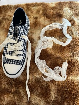 Converse plataforma cuadros vichy azul