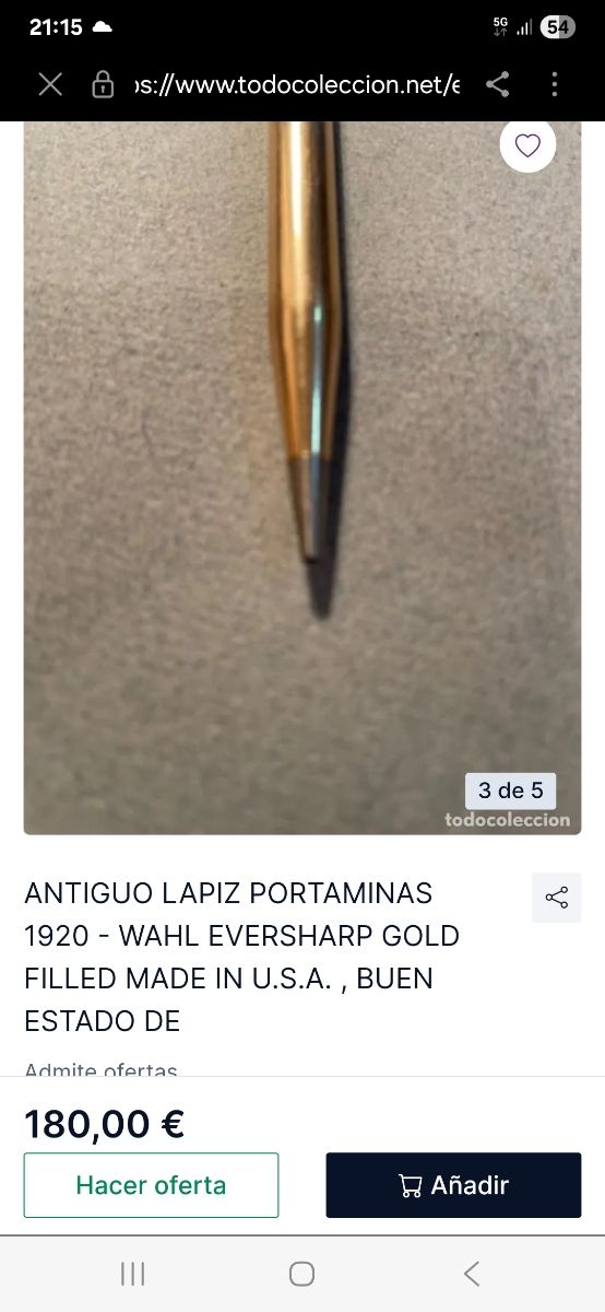 Antiguo Lápiz Portaminas Wahl Eversharp 1920