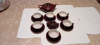 Set Tazze e Teiera Marrone Ceramica