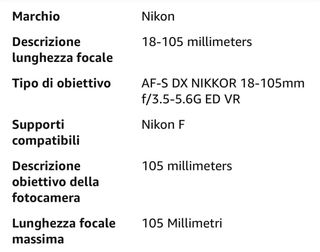 Obiettivo Nikon AF-S DX 18-105mm VR Nero
