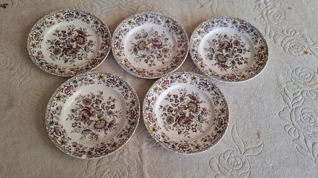 5 Pratos Antigos Cesol Florais