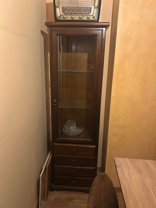 Vitrina de cristal y madera