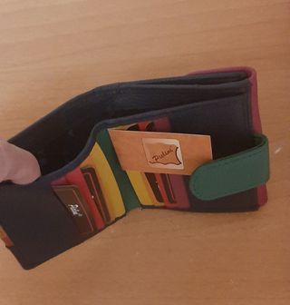 Cartera de piel pequeña multicolor