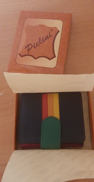 Cartera de piel pequeña multicolor