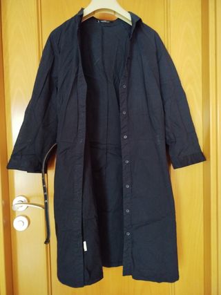 Vestido Mango Negro Talla L con Cinturón