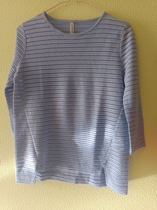 Jersey Stradivarius azul rayas textura