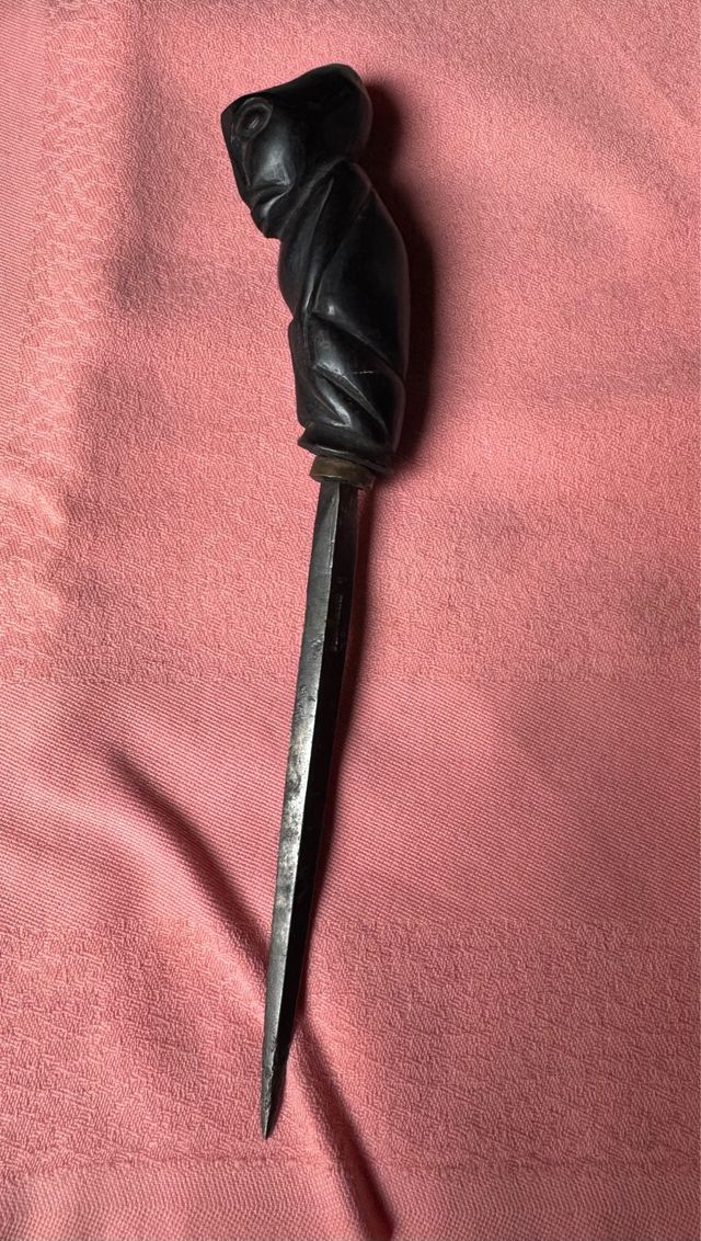 Tagliacarte antico manico ebano lama Blanchard.