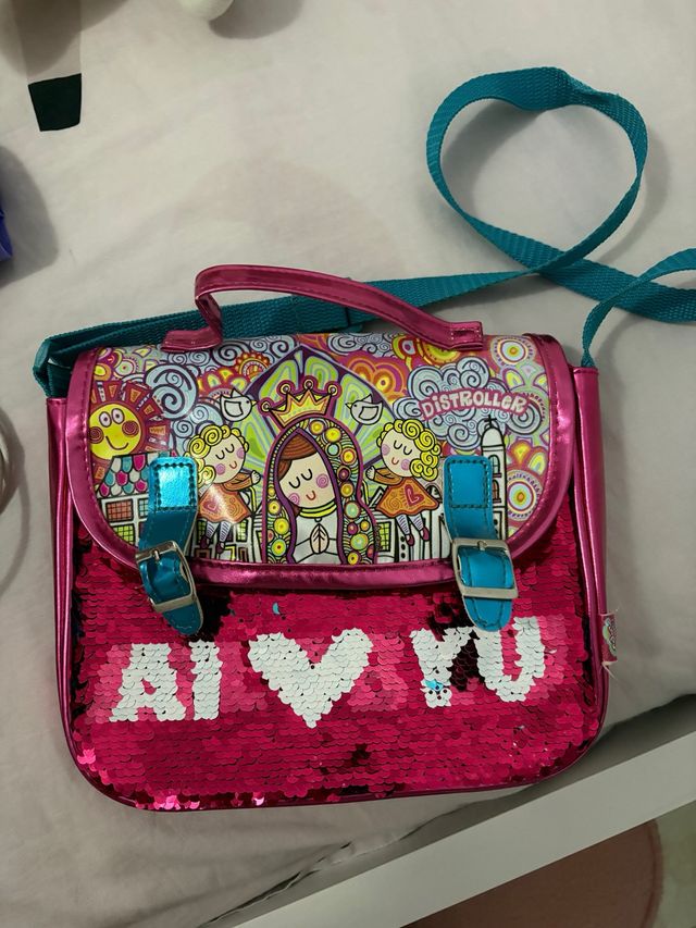 Bolso infantil con lentejuelas y estampado