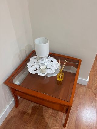Mesita de salón madera y cristal