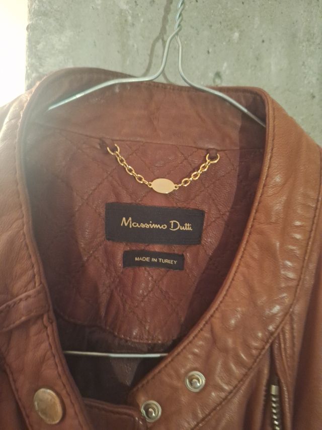 Chaqueta de cuero Massimo Dutti marrón