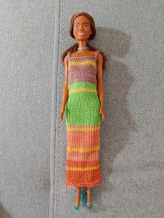 Vestido largo de Barbie a rayas