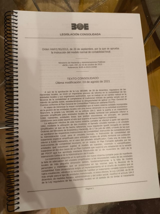 Instrucción modelo normal contabilidad local