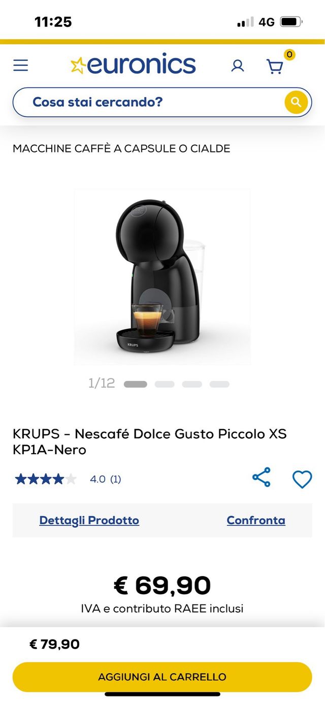 Macchina Caffè Dolce Gusto Nera Krups