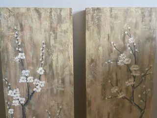 Dos cuadros decorativos florales 83.5x30