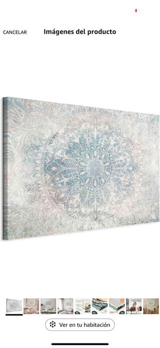 Cuadro Lienzo Mandala Beige y Azul