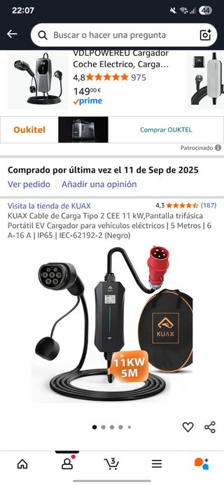 Cargador coche eléctrico 11kw trifásico