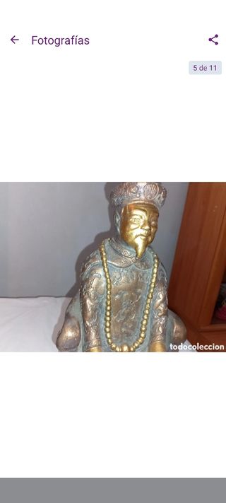Pareja Esculturas madera y Pan de Oro guerreros 