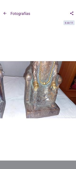 Pareja Esculturas madera y Pan de Oro guerreros 