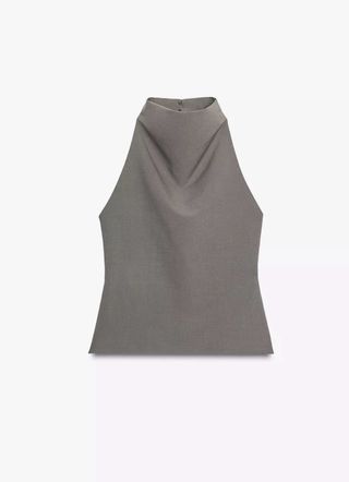 Top Zara gris cuello alto sin mangas
