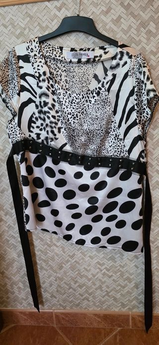 Blusa Olimara Estampada Animal Print y Lunares