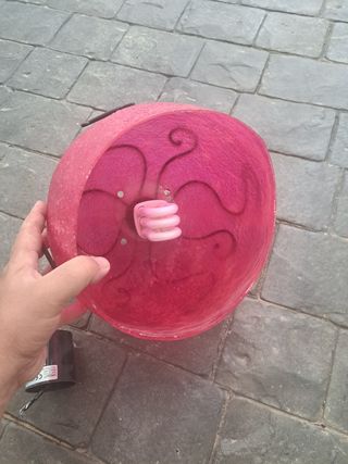 Lámpara infantil rosa techo plástico y forja