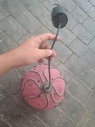 Lámpara infantil rosa techo plástico y forja