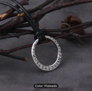 Collar Cuero y Acero Inoxidable con Runas Vikingas