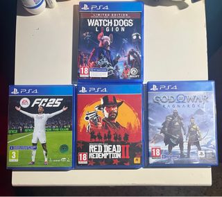 Juegos PS4: Watch Dogs, FC 25, Red Dead II, God of