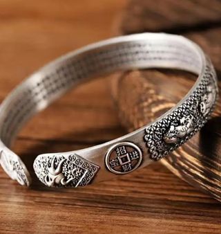 Pulsera Sutra Budista baño de plata