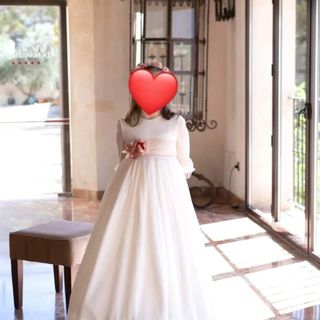 Vestido de Comunión Blanco y Rosa con lazo