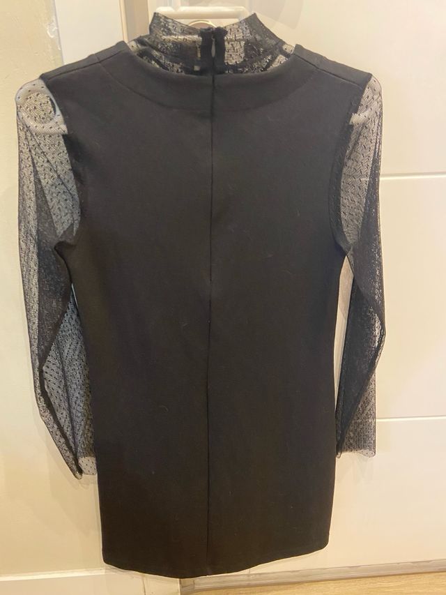 Vestido Zara Negro Manga Transparente