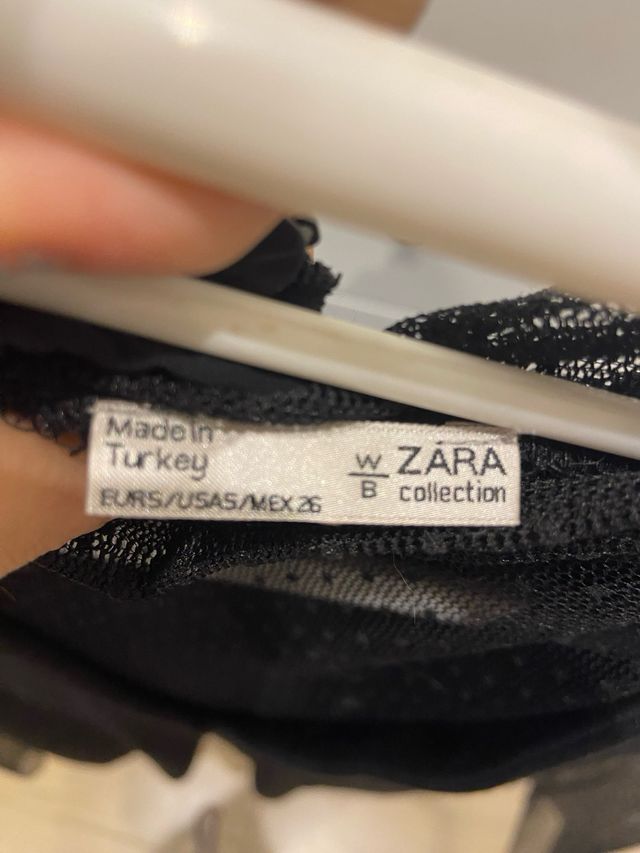 Vestido Zara Negro Manga Transparente