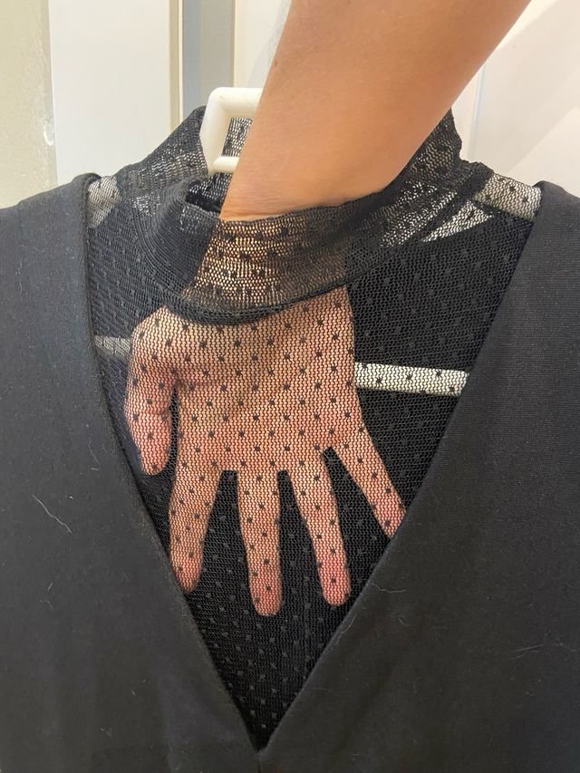 Vestido Zara Negro Manga Transparente