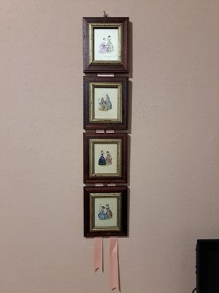 Set 4 Quadri Cornici Legno Floreali