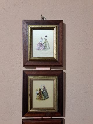 Set 4 Quadri Cornici Legno Floreali