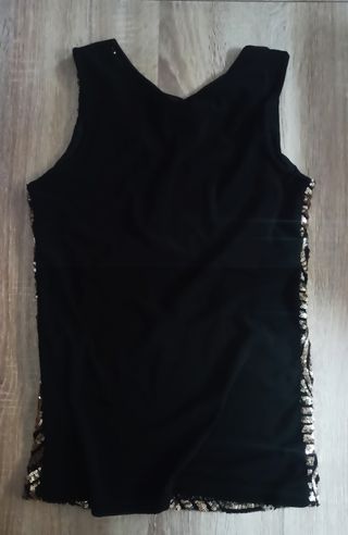 Top negro lentejuelas oro