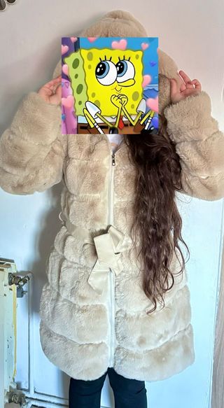 Abrigo de pelo mujer beige/marrón