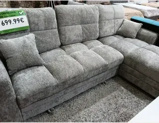 Sofá Chaise Longue Gris Tela