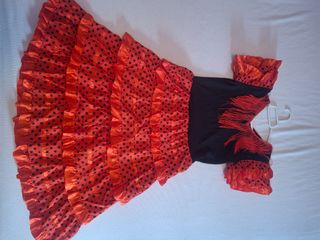 Vestido Flamenca Niña Lunares Rojo y Negro