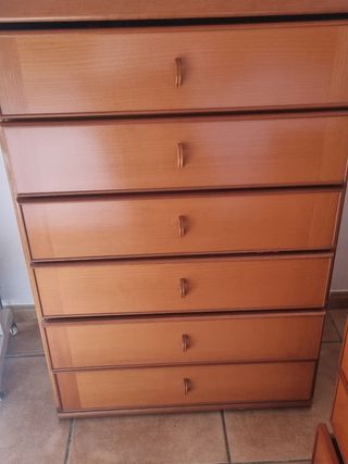 Cómoda alta 6 cajones madera