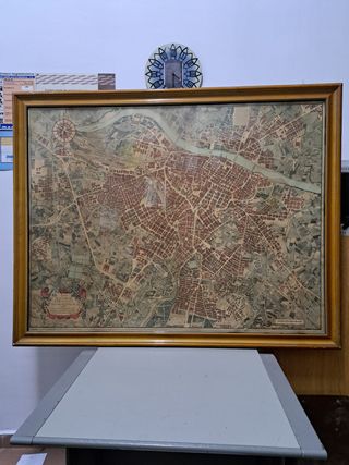 Cuadro Mapa Calles Zaragoza Antiguo