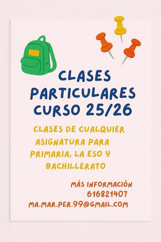 CLASES DE PRIMARIA, ESO Y BACHILLERATO