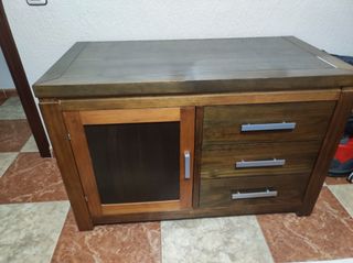 Mueble TV madera y cristal