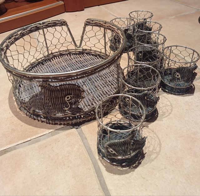 Set porta piatti e 8 porta bicchieri vimini