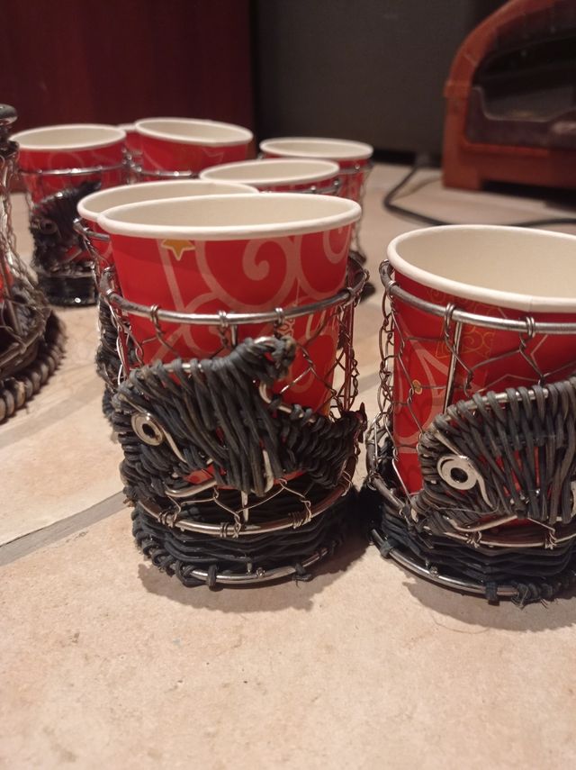 Set porta piatti e 8 porta bicchieri vimini