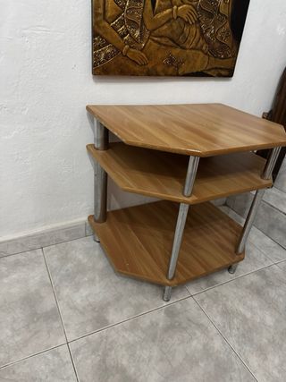 Mesa auxiliar madera y metal