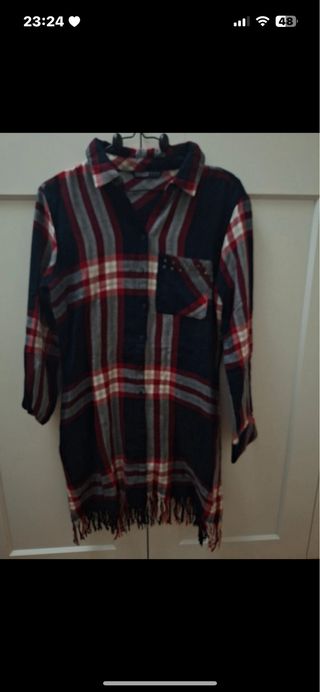 Vestido cuadros escoceses con flecos