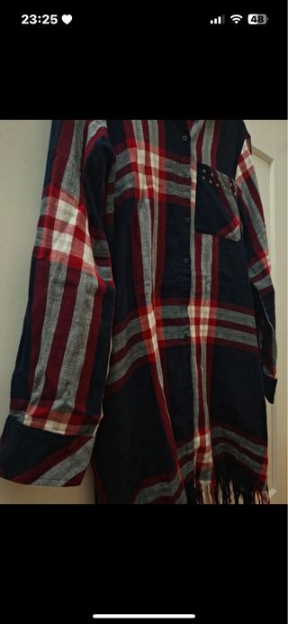 Vestido cuadros escoceses con flecos