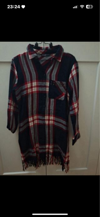 Vestido cuadros escoceses con flecos